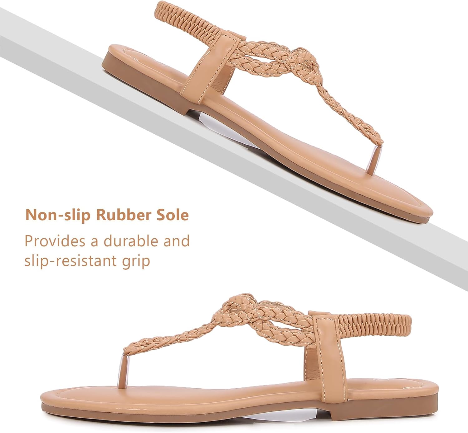 zeetoo Women's Flat Sandals Summer T-StrapThong Bohemian Casual Comfortable Dressy Sandals for Women - Image 5