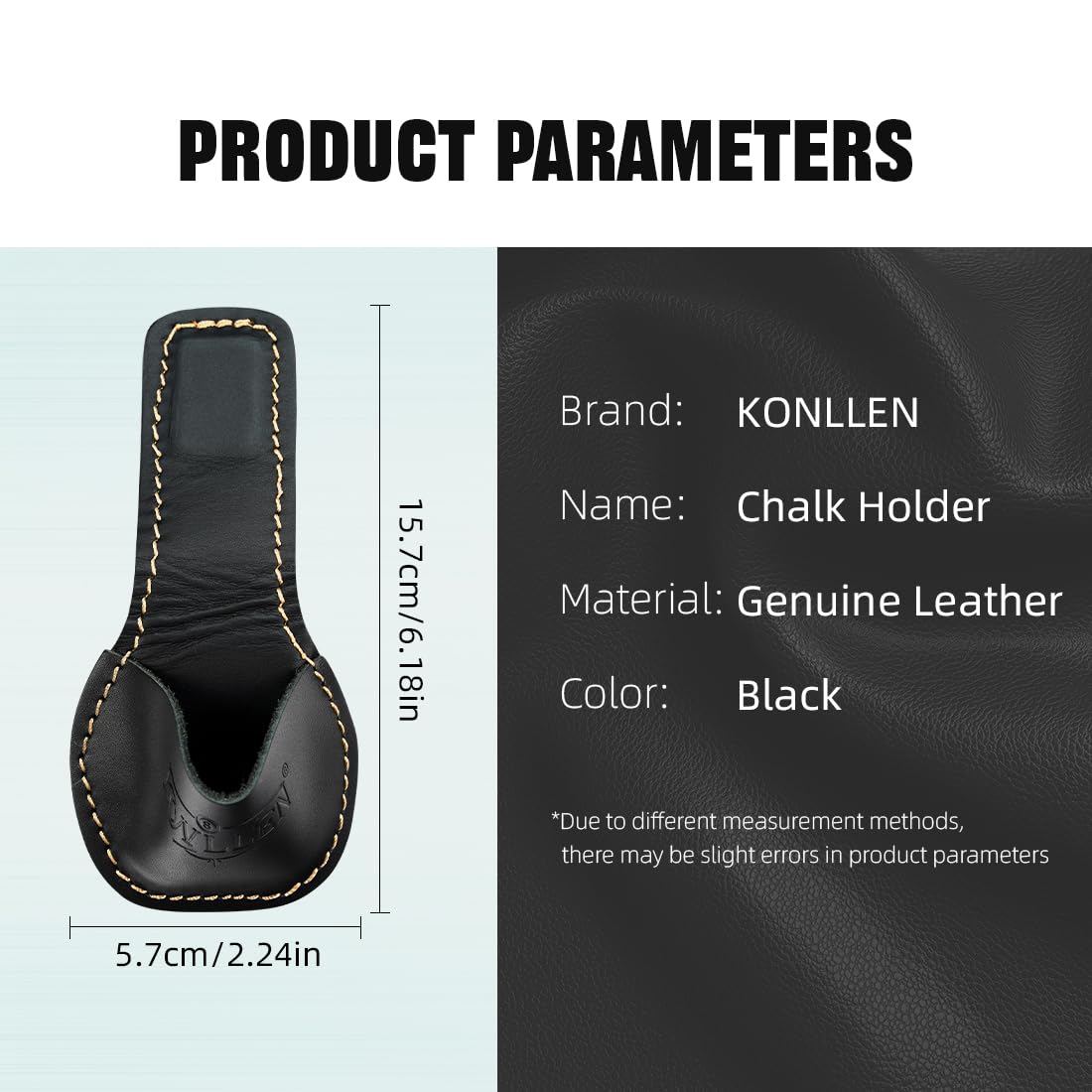 KONLLEN Billard Cuir Porte-Craie Sac Poche Snooker Piscine Accessoires