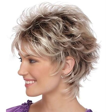 Amazon.com : QUEENTAS Pixie Layered Short Blonde Wigs for White Women