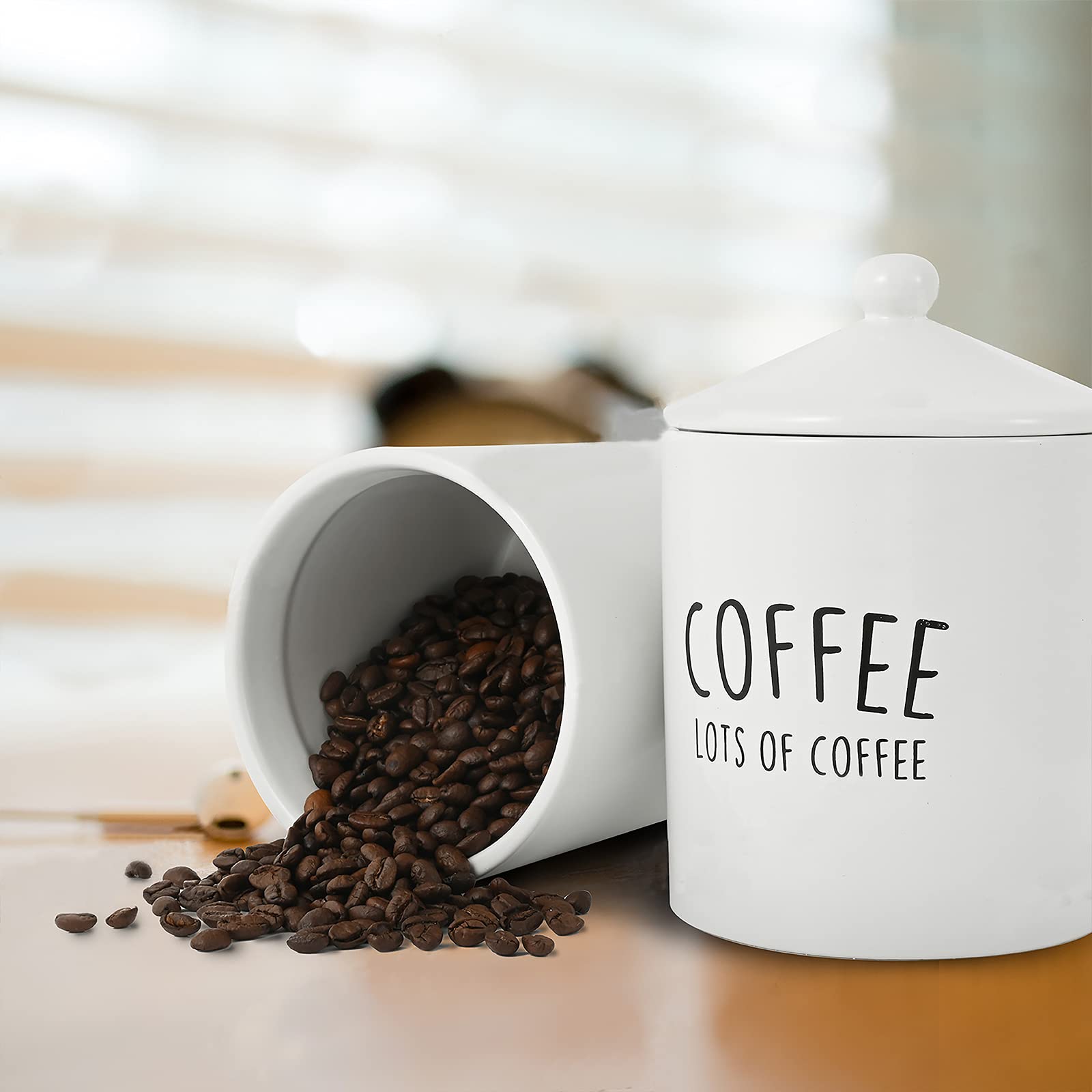 Kitchen Ceramic Canister Set of 3, Airtight Ceramic Canisters with Lid