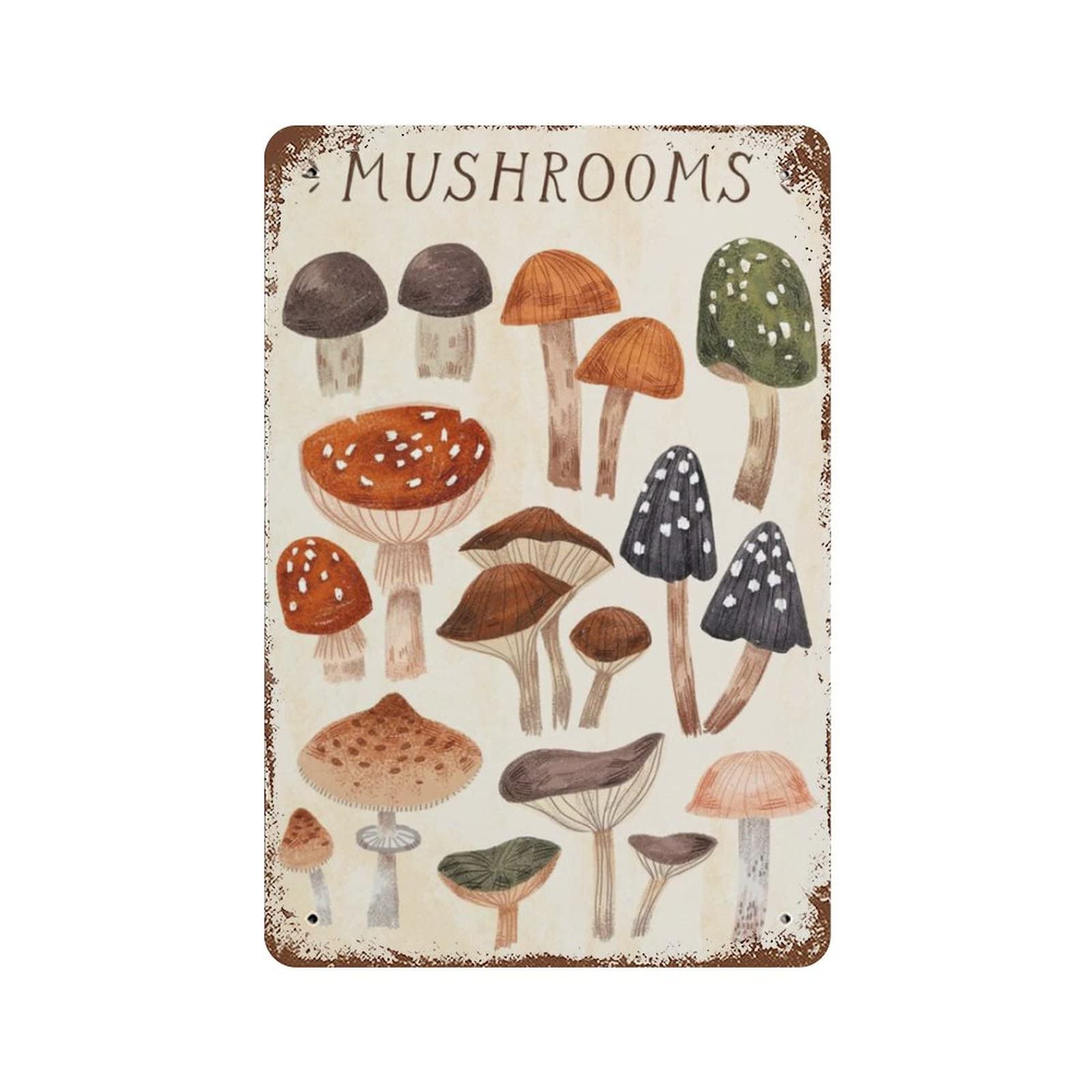 AOOEDM Mushrooms Art Vintage Tin Sign Metal Tin Signs for Man Cave Funny Art Wall Plaque Kitchen Bar Pub Coffee Shop Wall Decor