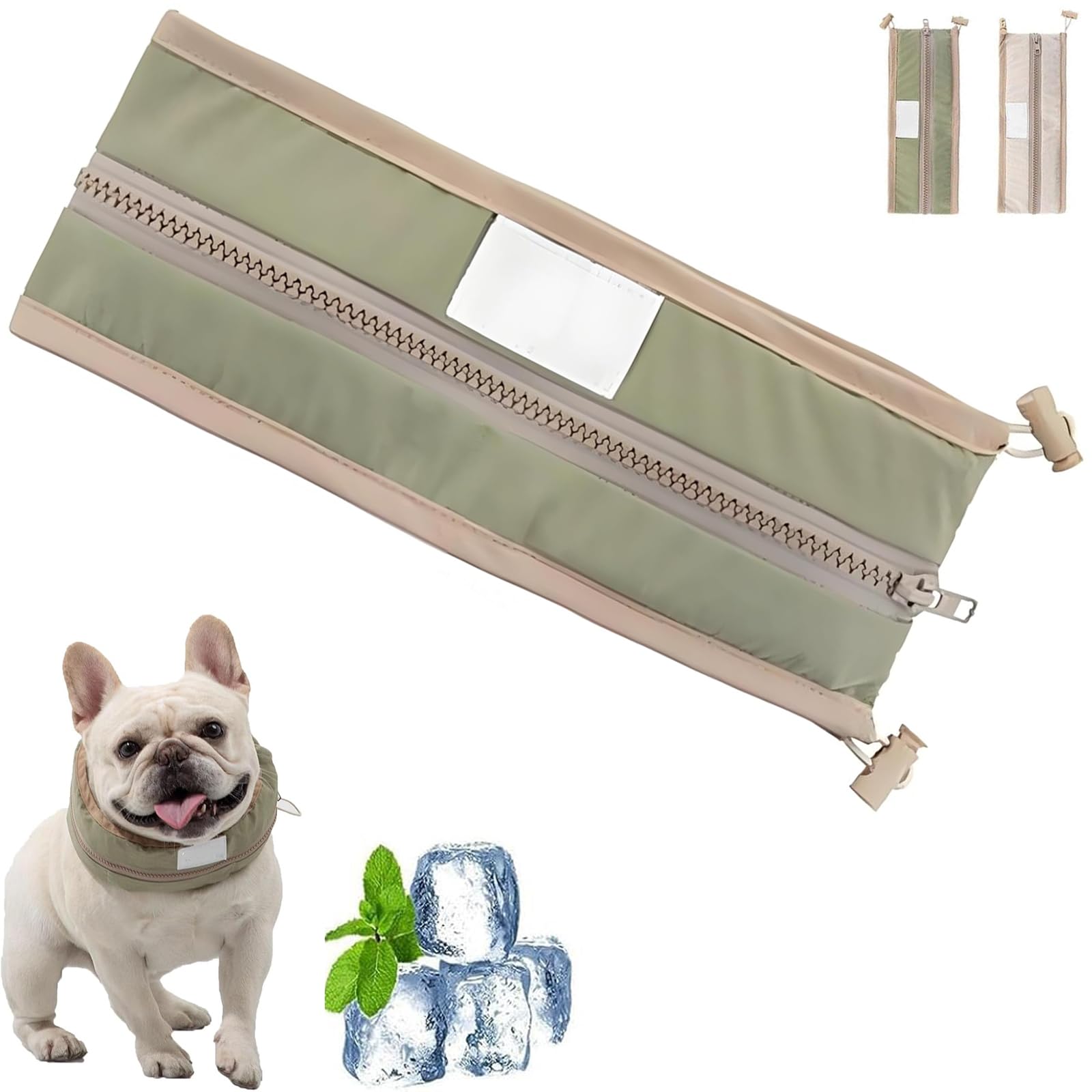 Kühlendes Halsband für Hunde und Katzen, verstellbar 14-24 Zoll, wiederverwendbar mit Kühlakkus, wasserdichtes atmungsaktives Gewebe für den Außenbereich