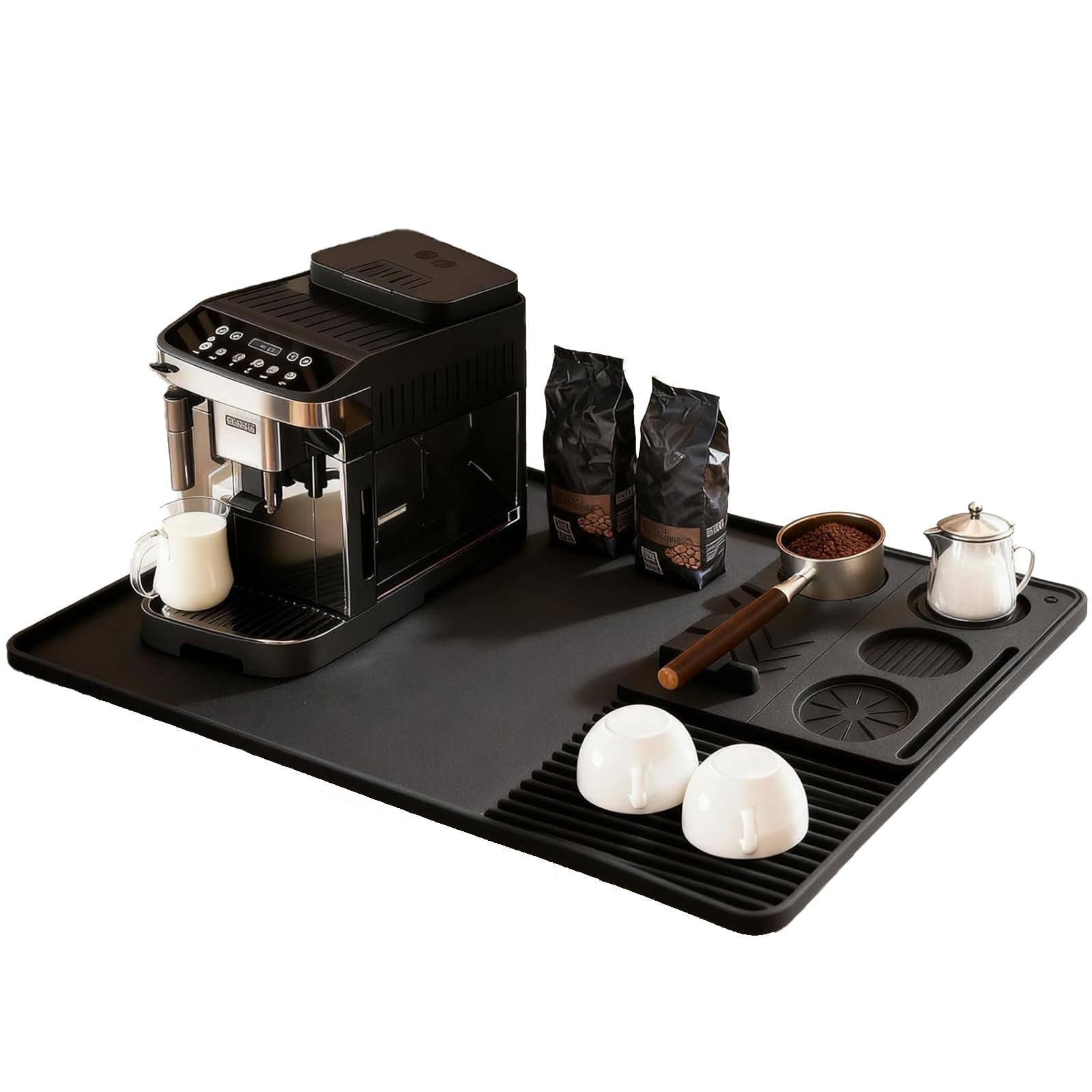 Tapis en silicone machine à café antidérapant avec support tamper intégré