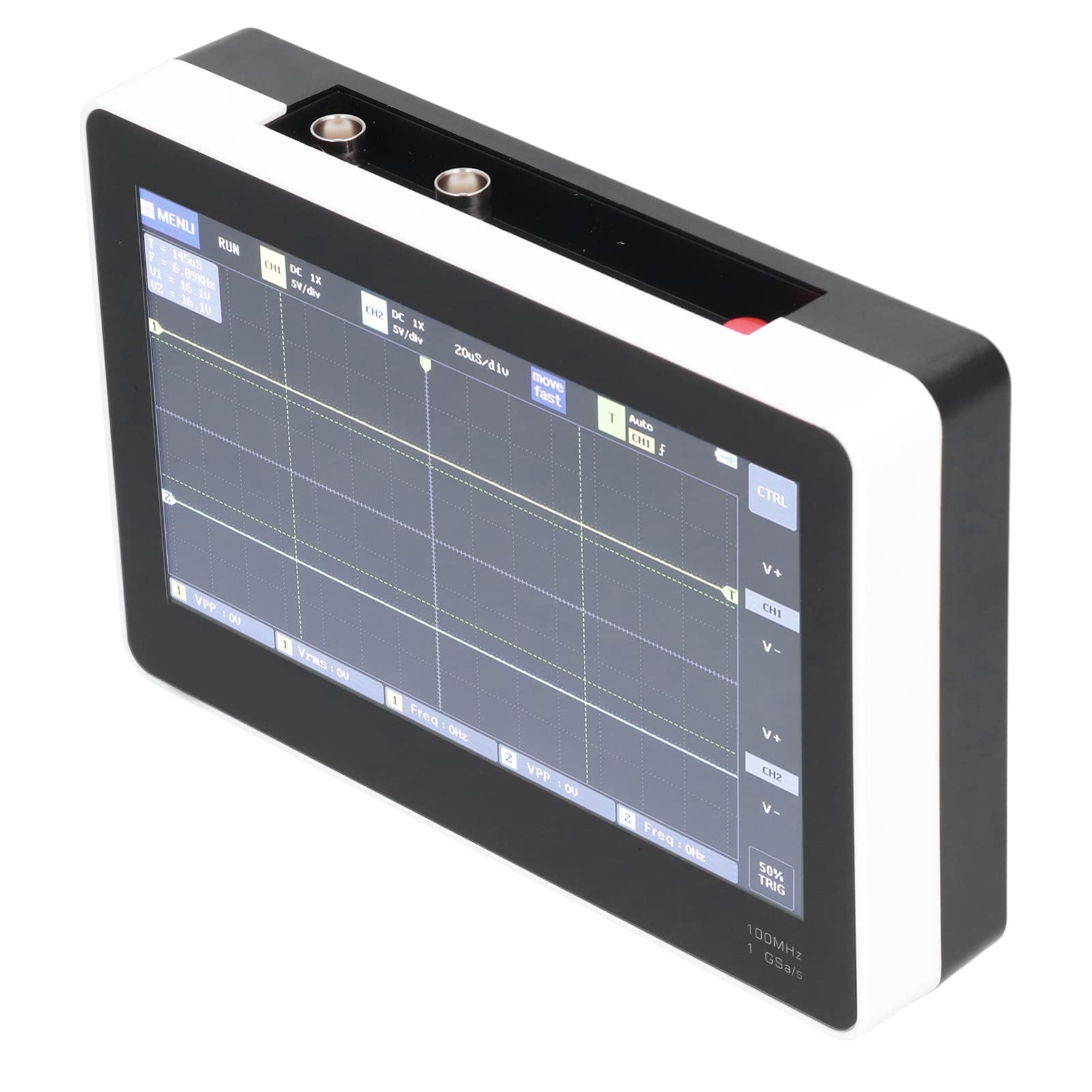 Osciloscopios Digitales Osciloscopio con Pantalla Táctil USB de 2 Canales 100MHz 1GSa por S con 7 Pulgadas TFT LCD 6000mAh FFT Almacenamiento para Asistencia Remota Pruebas Electrónicas
