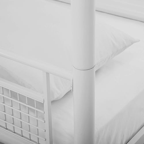 Miniatura 23 de Walker Edison Timothee - Litera de tamaño matrimonial sobre escritorio para la computadora, de metal, tamaño matrimonial, color blanco Blanco,Negro