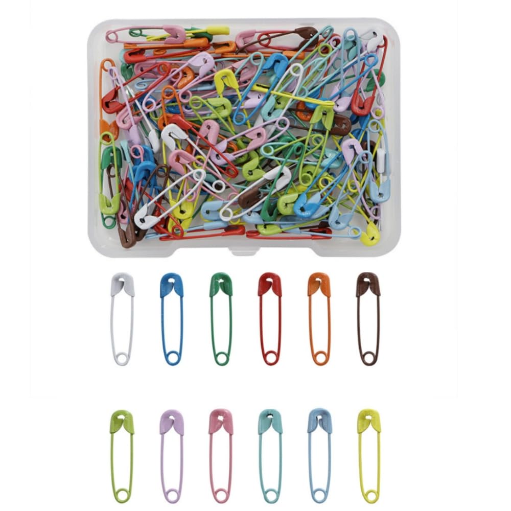 150 pieces per Box 19mm Assorted Small Safety Pins，Steel Wire Painting Safety Pins，for Clothing, Art & Crafts, Sewing (color)