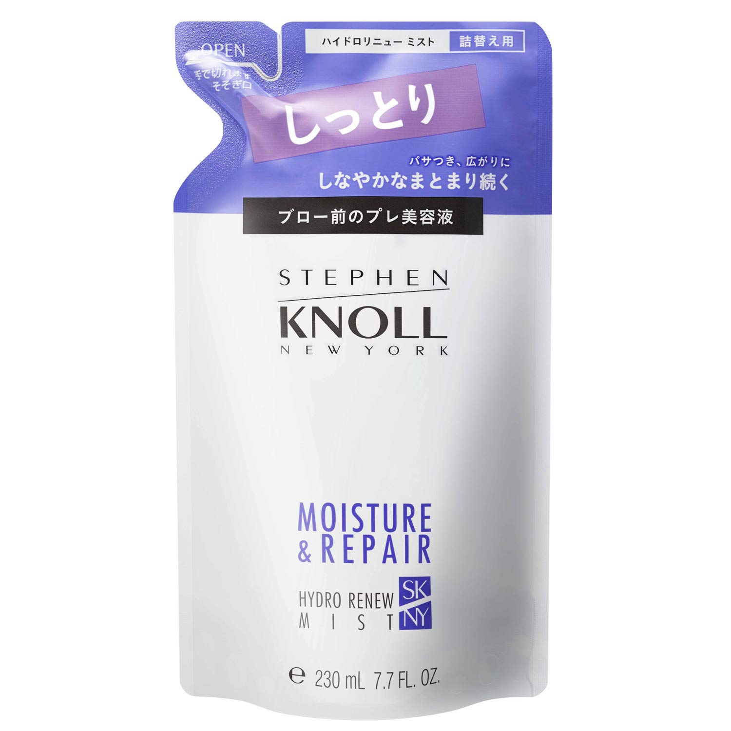 STEPHEN KNOLL(スティーブン ノル)ヘアミスト ハイドロリニュー ミスト モイスチュアリペア 詰めかえ用 230ml 洗い流さないトリートメント ヘアケア ヘア美容液 美容液ミスト ダメージ補修 熱プロテクト しっとり うるおう まとまる サロン