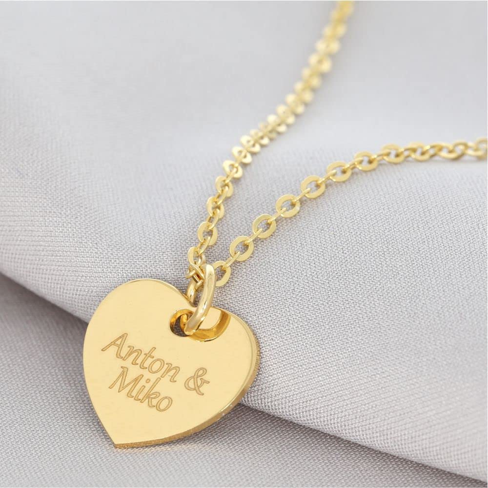 Goldkette mit Herz Anhänger & Gravur Halskette Gold Namen Schmuck Namenskette Herzkette Silberschmuck personalisiert