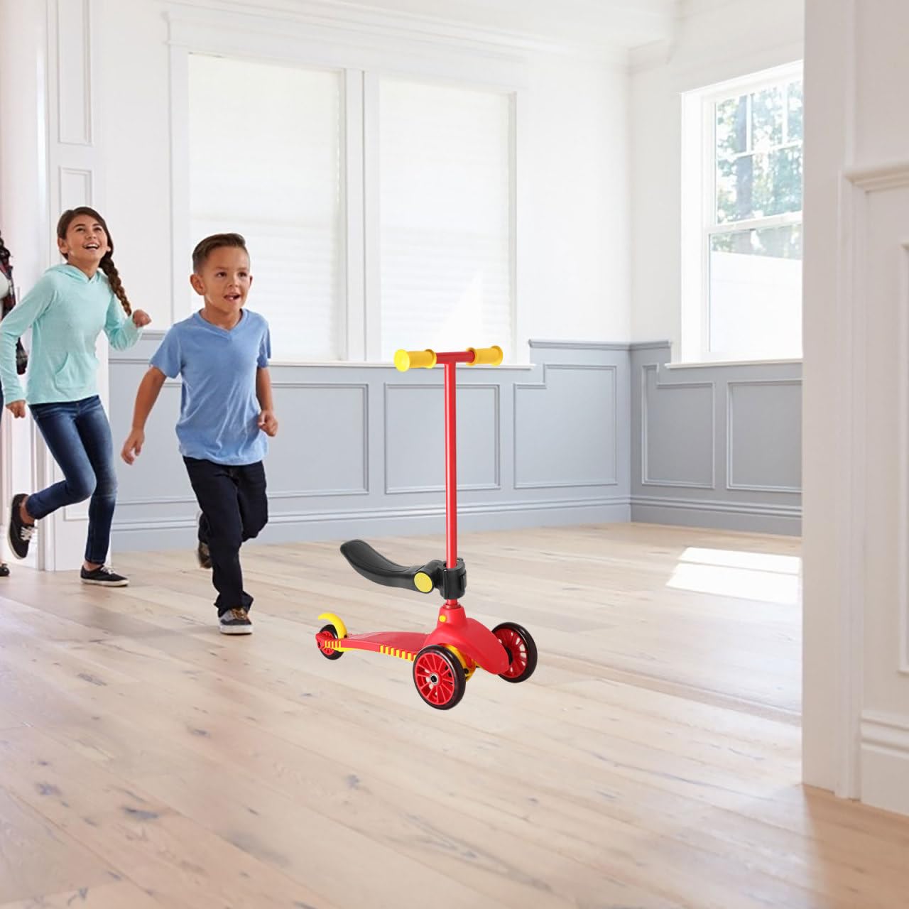 KOMBIUDA Siège De Scooter Réglable Pour Enfants, Siège Rembourré Et Portable En Plastique Noir, Accessoire Sûr Pour Familles En Déplacement