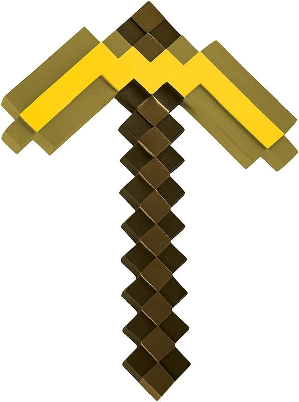 Accesorio para disfraz de Minecraft Gold Pickaxe, accesorio oficial de vestir de plástico, talla única
