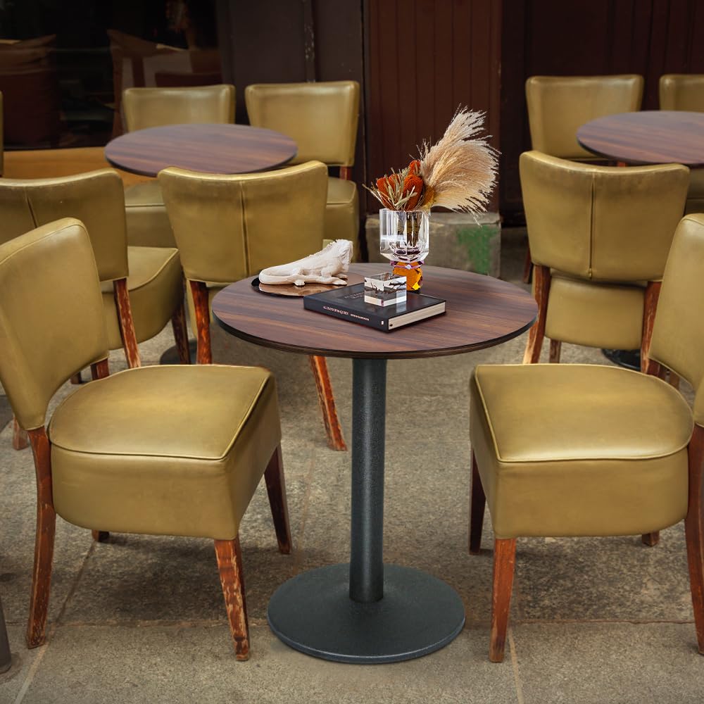 HUOLE Table Salle à Manger Ronde Vintage 2-4 Personnes pour Salon Cuisine Bureau, en Bois d'ingénierie et Métal, Surface Résistante à l'eau, 60 x 60 x 72 cm (B)