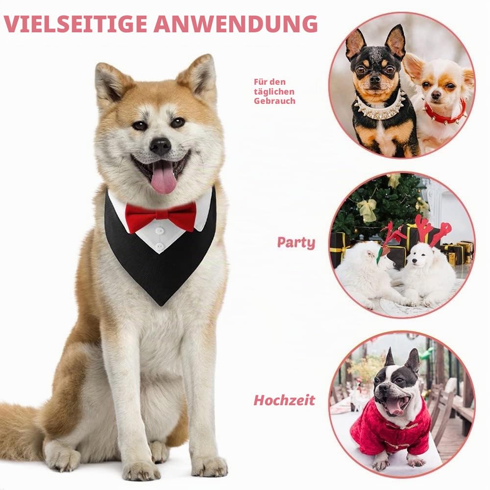 Hunde-Smoking-Fliege - Formelles Bandana Halsband, Verstellbares Smokinghalstuch Mit Fliege für Hunde und Katzen