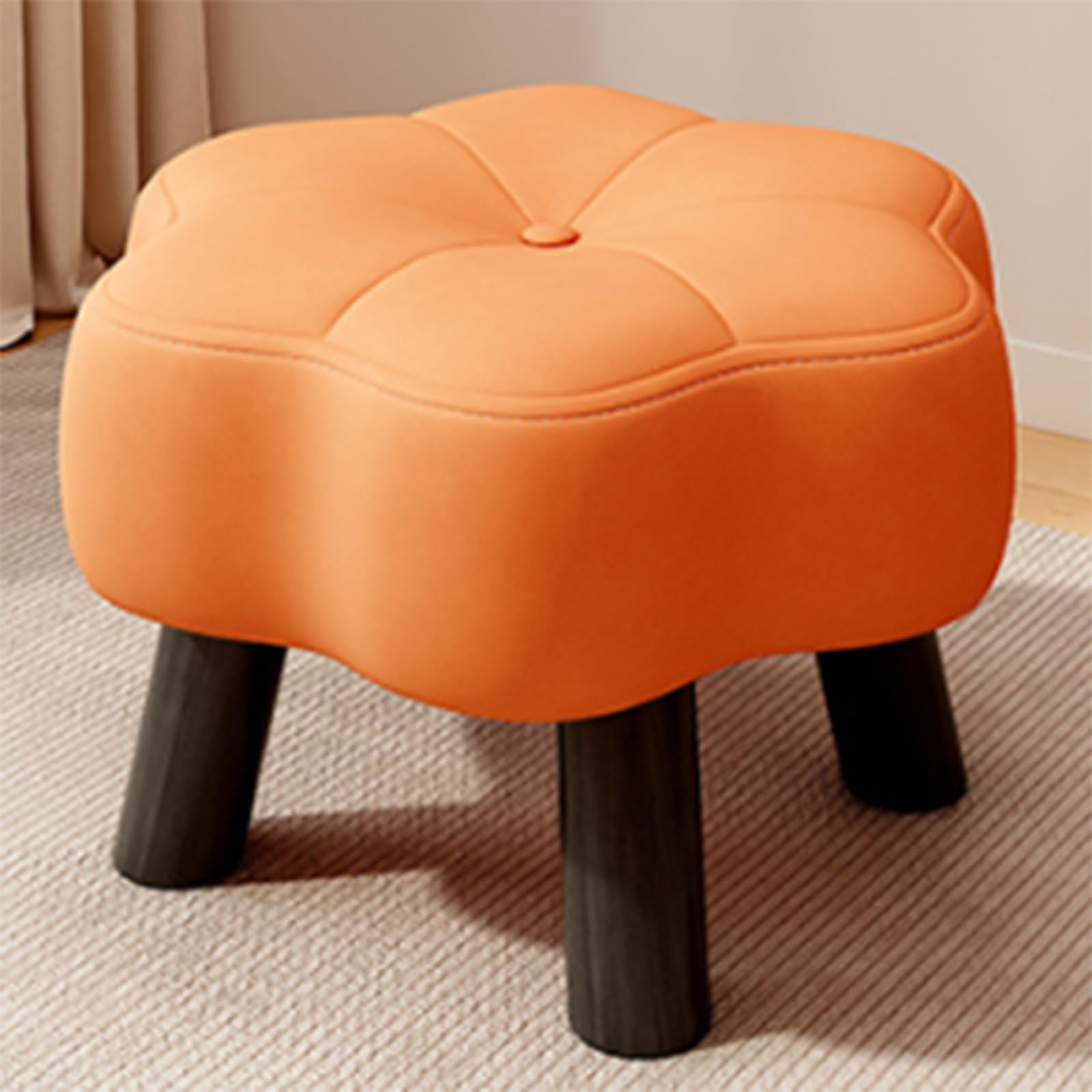 Tabouret en fleur capitonné et banc à chaussures en cuir pour entrée