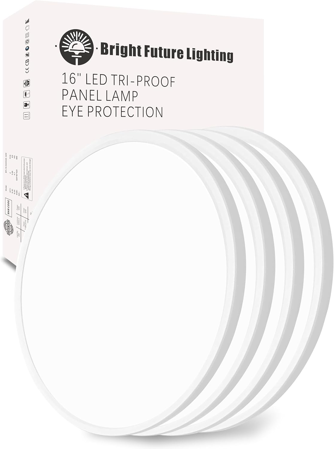 4Pack 16 Inch Led Flush Mount Ceiling Light,32W,3480LM,3000K/4000K/6000K 3CCT Selectable,White Ultra-Slim Ceiling Lighting Fixture,Round Low Profile Flat Panel Light for Bedroom,Kitchen,Hallway,Office 16IN-4PACK White