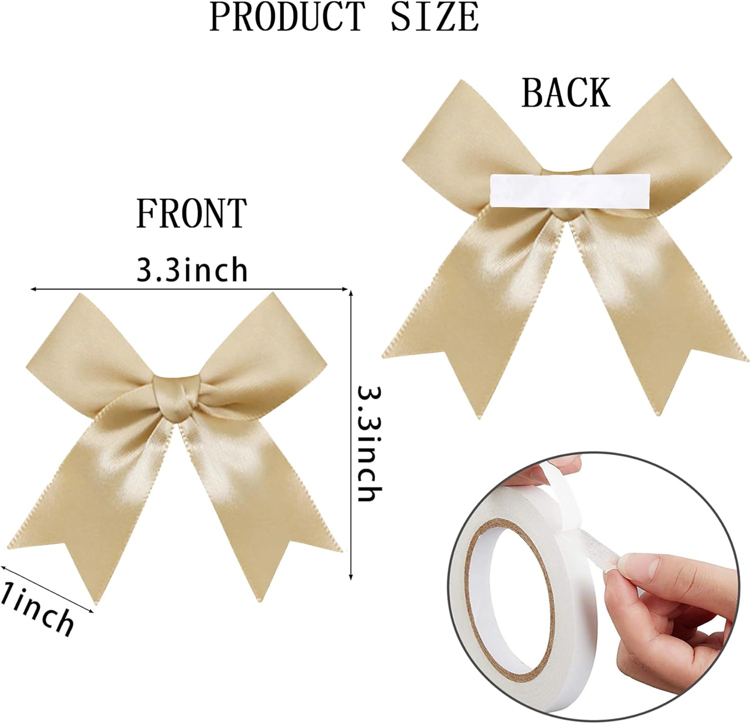 50 Pieces Gift Wrap Bows Premium Satin Ribbon Bows 3.3 Inch Craft Bows for Gift Wrapping DIY Treat Bags Holiday Gifts Bag Party Decorations, Wedding Decor Christmas Birthday Presents (Golden) - Image 2