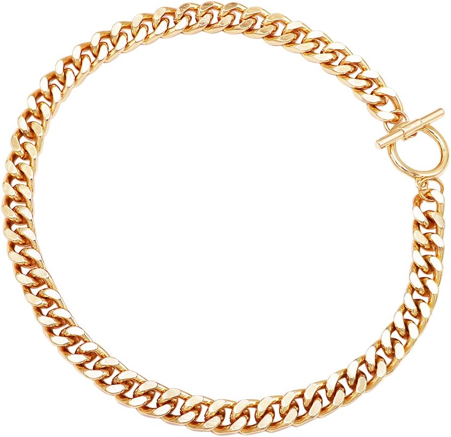 Rosemarie & Jubalee Women's Stunning Polished Metal Chunky Curb Link Choker Chain Necklace