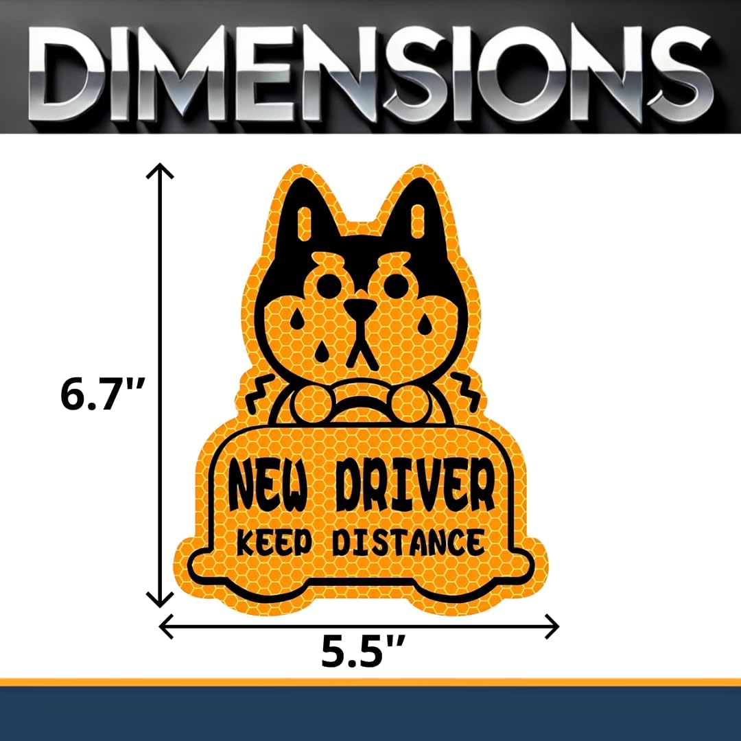 Car New Driver Reflective Magnet Sticker Funny Car Decal Keep Distance Sticker for Student Driver Reusable 4 Color Option (Orange) - Image 2
