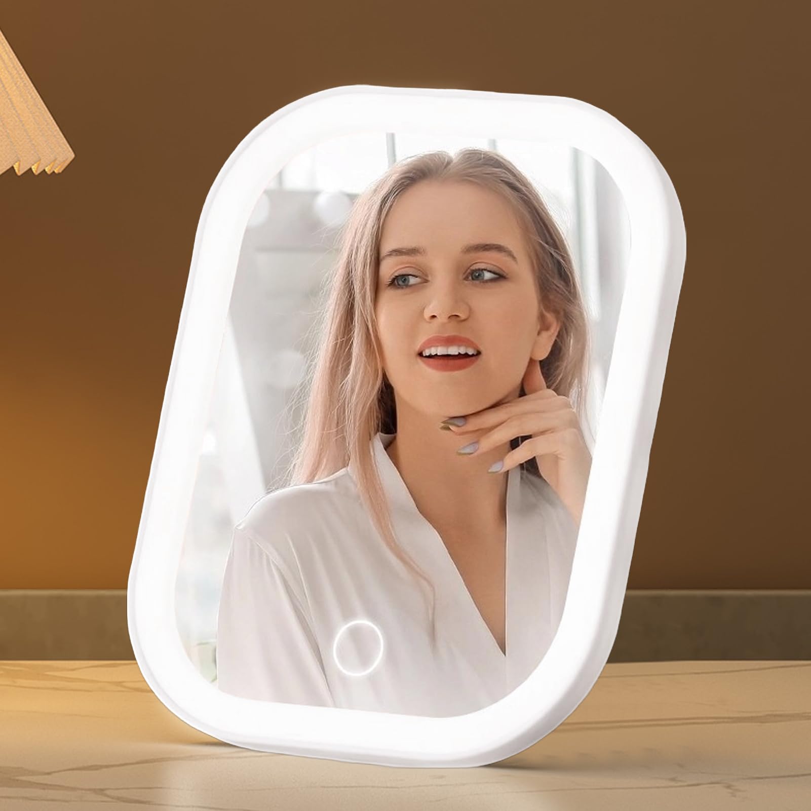 Specchio da Viaggio con Luce 3 Colori Portatile con Controllo Touch LED