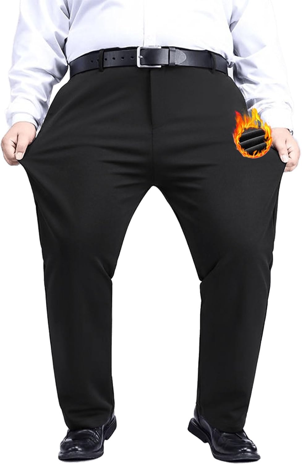 Men's Big and Tall Dress Pants Fleece Lined Stretch Suit Pants Relaxed Fit Golf Work Business Trouser XL-8XL
