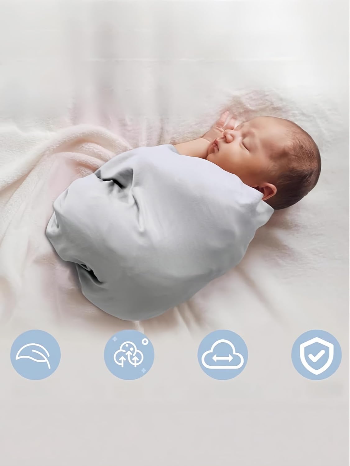 Baby Receiving Blankets with Matching Beanie Set Newborn Nursery Swaddle Unisex Swaddle Wrap Soft Silky Neutral for Baby Girls and Boys (Blue) - Image 7