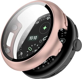 Case for Google Pixel Watch 4 45 mm Smartwatch Protective Case, Hard PC Bumper Protective Case Housing Smartwatch Cover Rose Gold