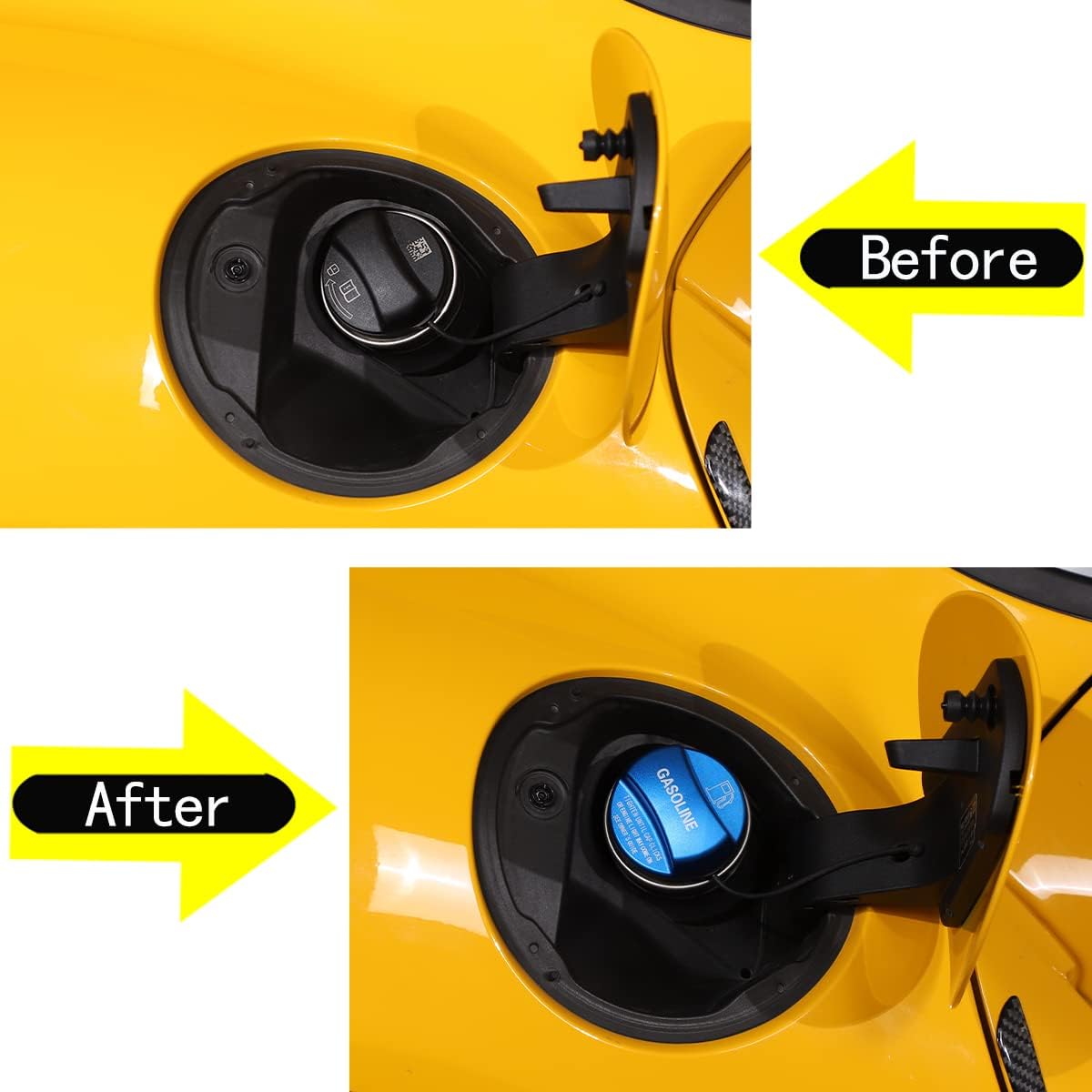 Compatible with Toyota Supra GR A90 A91 MK5 2019-2026 Fuel Tank Cap Trim Cover, Fuel Filler Door Decorate Cover, Gas Cap with Letters (Blue)