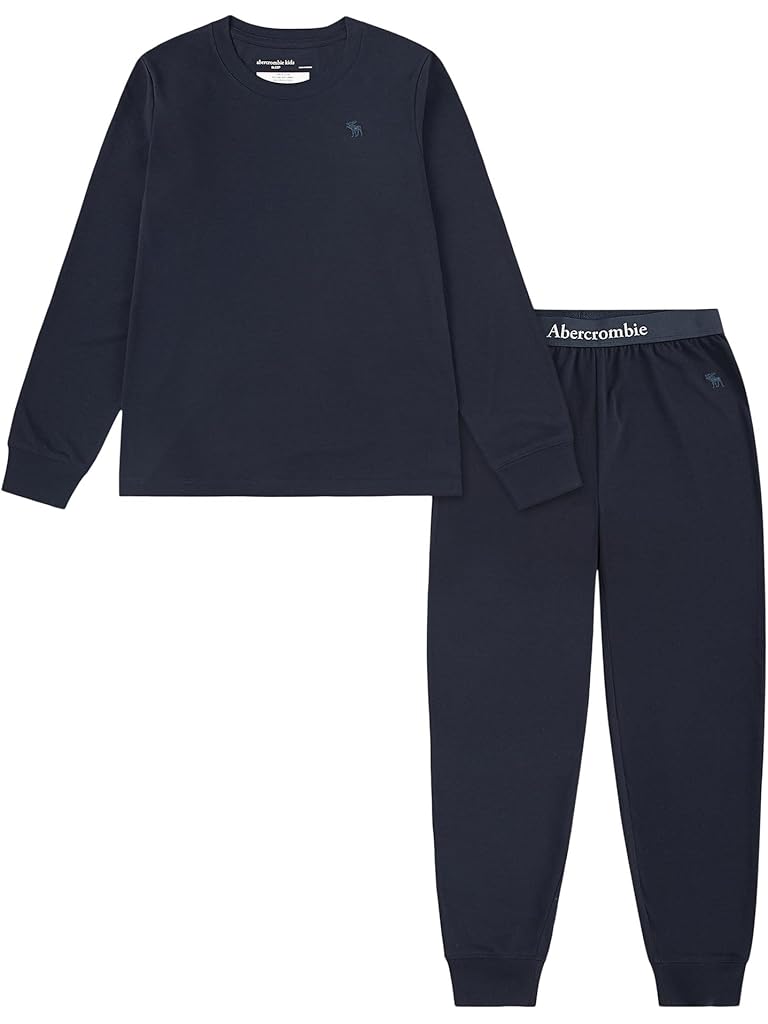 Navy Abercrombie & Fitch Core Long Sleeve Joggers Sleep Set (Big Kid)