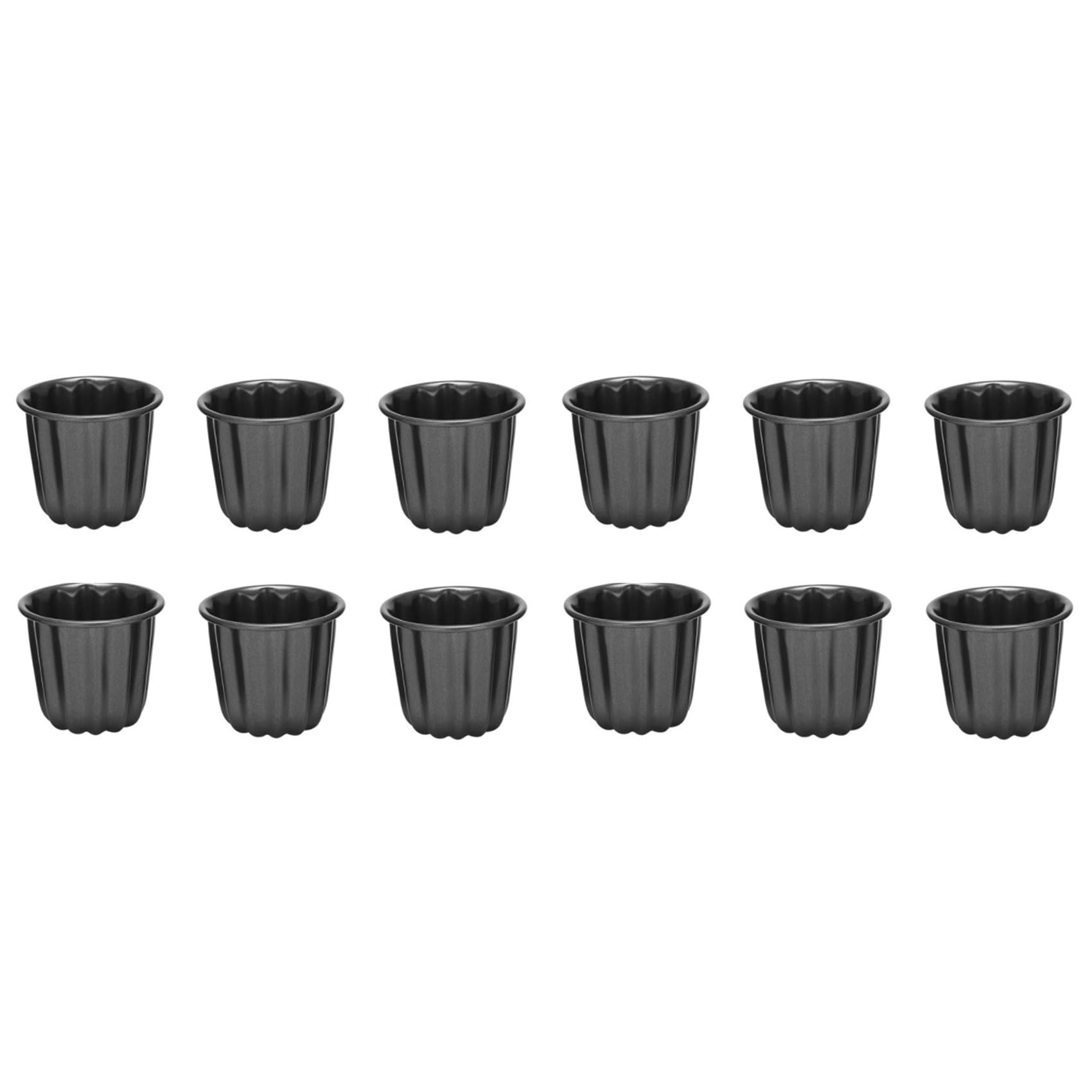 Hndhbfgrt Canele Mold, Cannele Muffin Cup, 12Pcs Non-Stick Cannele Mould Gray-Black Canneles