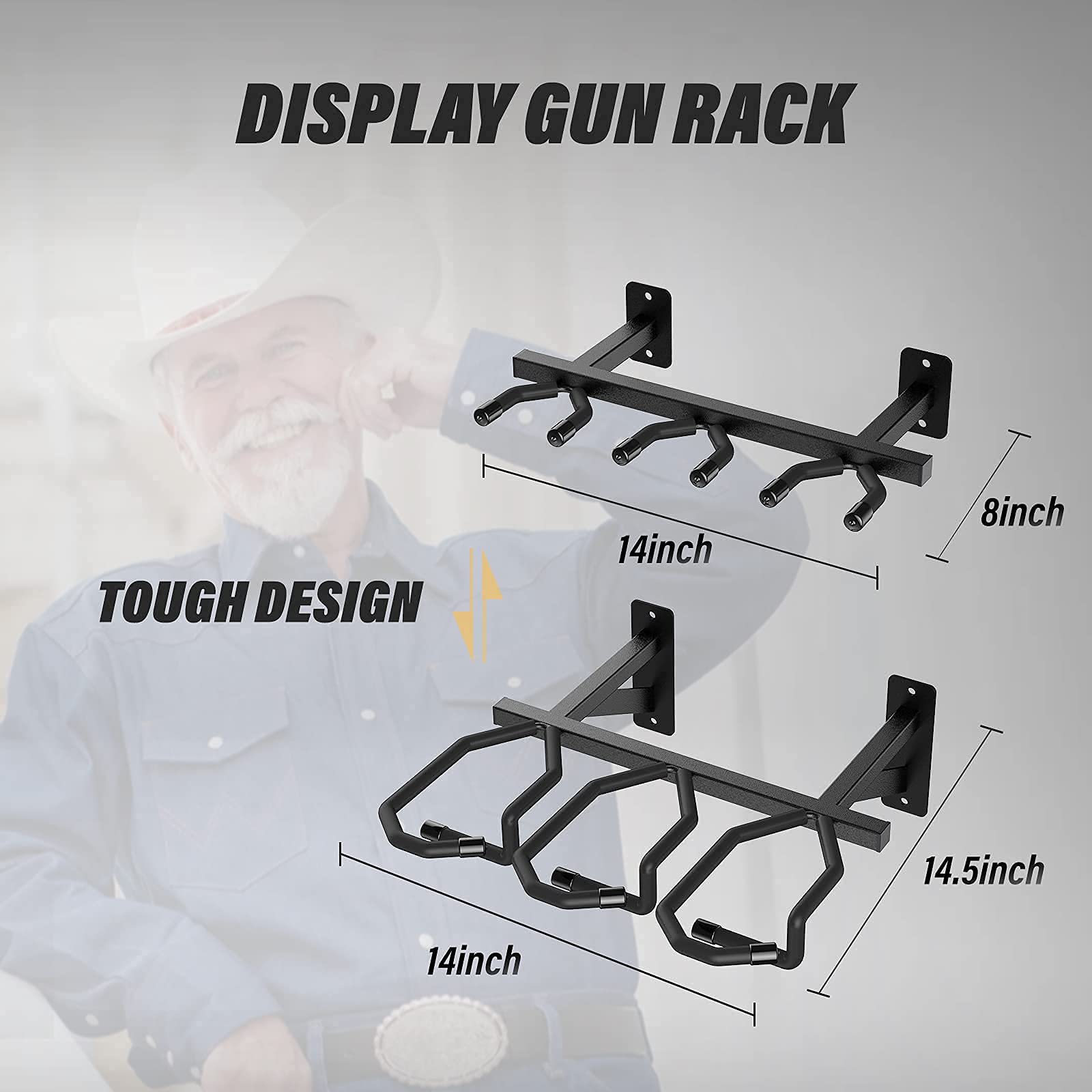 ONEMAI Gun Rack Wall Mount Rifle Storage Rack Holds 6 Firearms Rifle