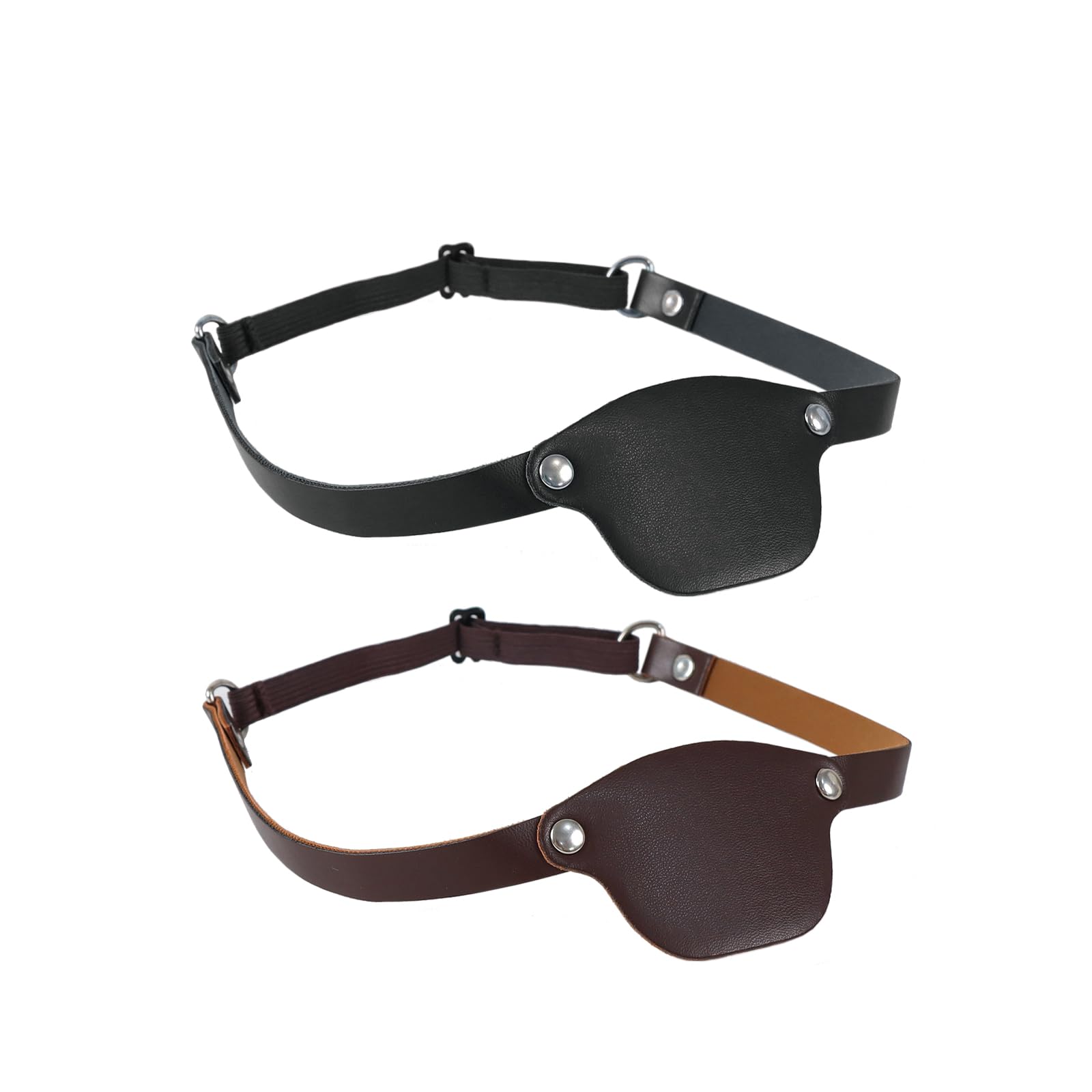 2 Pcs Pirate Eye Patches Retro Faux Leather Eye Patch Adults Kids Medical Eye Patch Pirate Captain Eyepatch with Adjustable Strap Gothic Style Cosplay Props for Halloween Masquerade Role Play Party