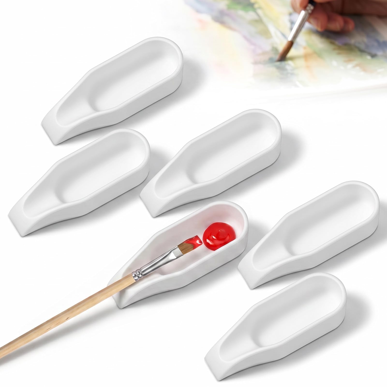Thinp 6 Pcs Silicone Brush Rest Holder for Watercolor Oil Acrylic Painting, Portable Paint Brush Holder for Artist Versatile Paintbrush Holders Caddy Organizer for Painting Accessories