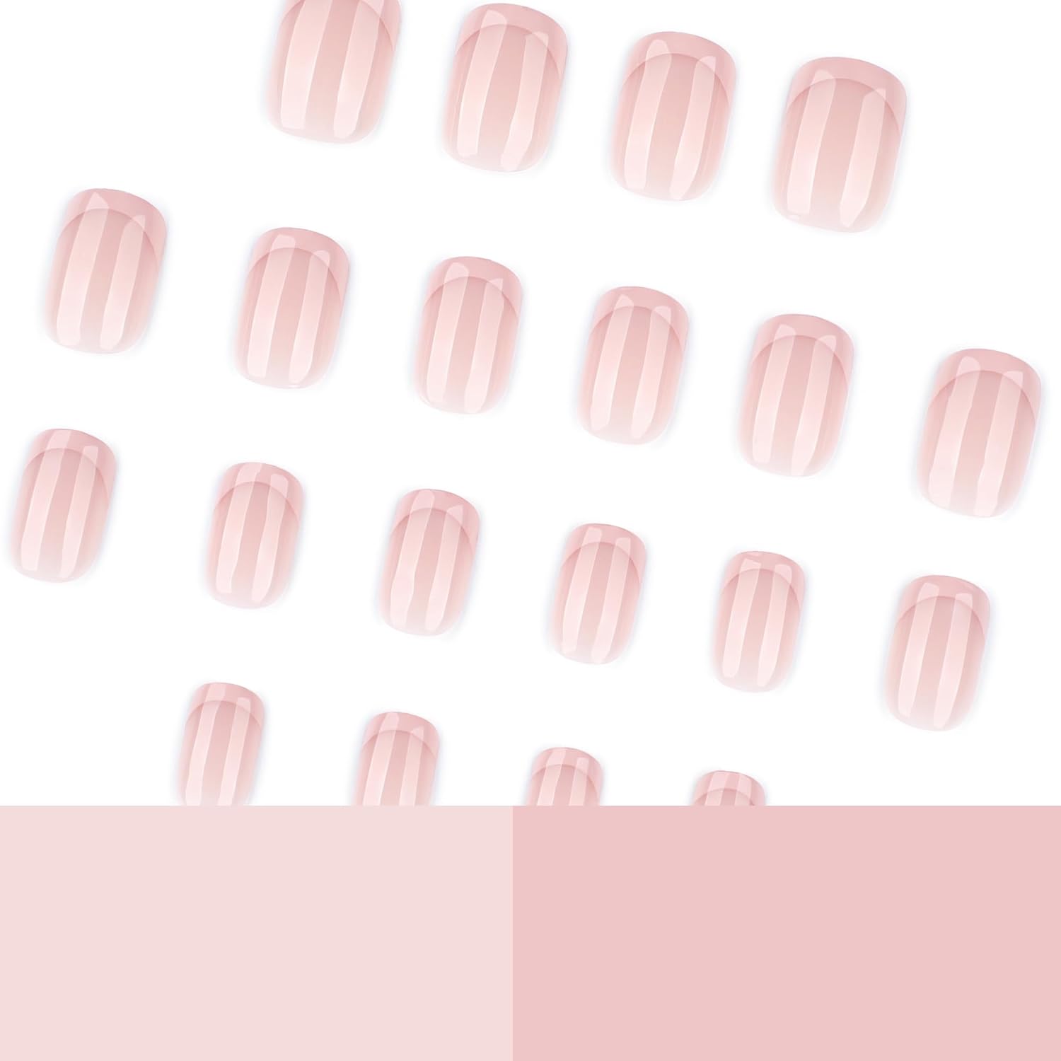 24 Pcs Acrylic French False Nails, Short Square Press on Nails, Nude Fake Nails with Jelly Adhesive Tabs for Women Girls Nails Art image 5