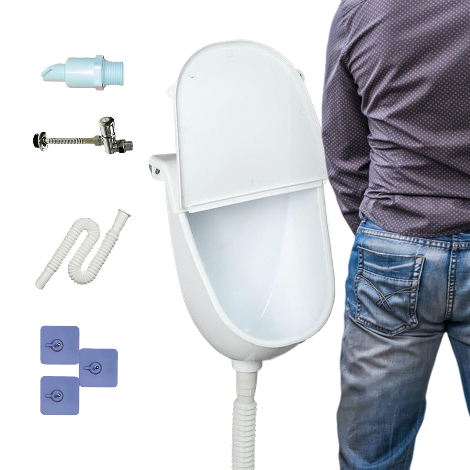 Orinal Pared - Dispensador de comercial | Orinal de caza de agua con tapa para exteriores niños camping camping patio trasero sanitario