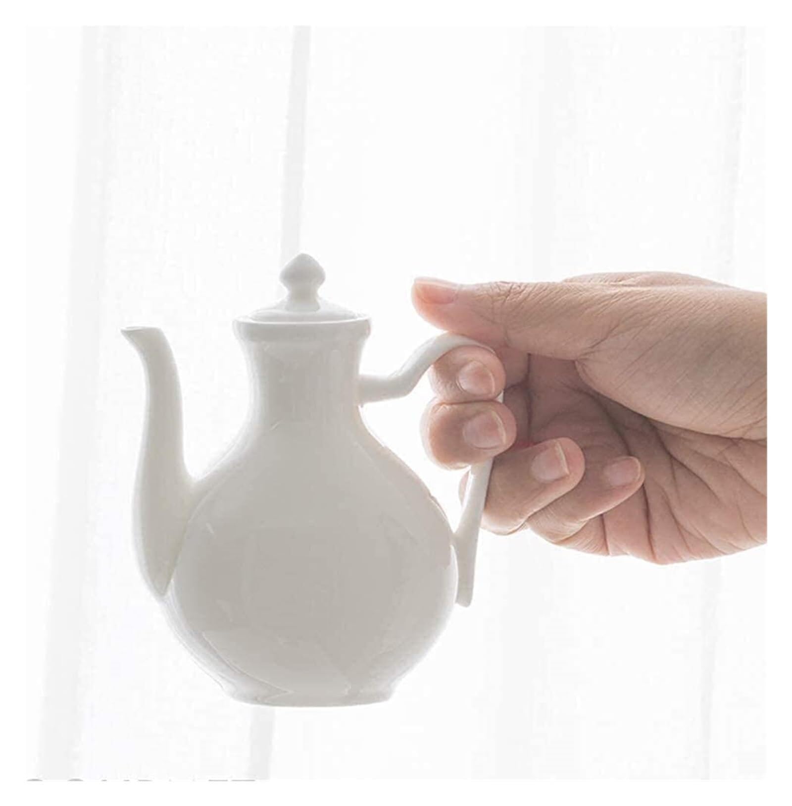 Dispensador de Aceite y vinagre de Porcelana Blanca, Botella de cerámica de 150 ml para Aceite de Oliva, Salsa de Soja, vinagre y aderezos, diseño antigoteo, Apto para lavavajillas.