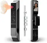 Fechadura Eletrônica Digital Inteligente Com Biométrica Senha Wi-fi Reconhecimento Facial 3d Face ID Kuanttum Omega