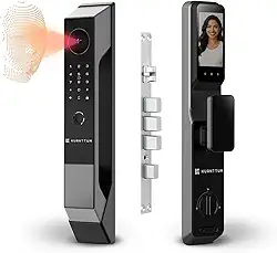 Fechadura Eletrônica Digital Inteligente Com Biométrica Senha Wi-fi Reconhecimento Facial 3d Face ID Kuanttum Omega