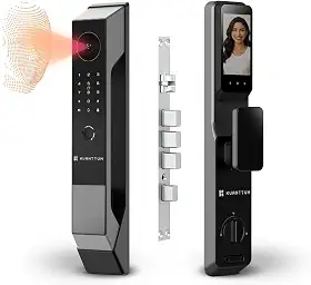 Fechadura Eletrônica Digital Inteligente Com Biométrica Senha Wi-fi Reconhecimento Facial 3d Face ID Kuanttum Omega