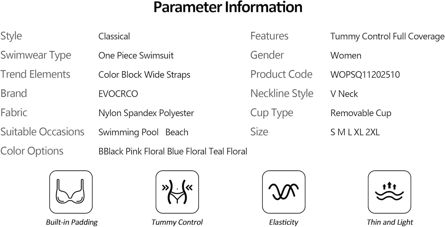 One Piece Swimsuit for Women Tummy Control Wide Straps Bathing Suits Full Coverage Swim Suit Color Block Swimwear - Image 5