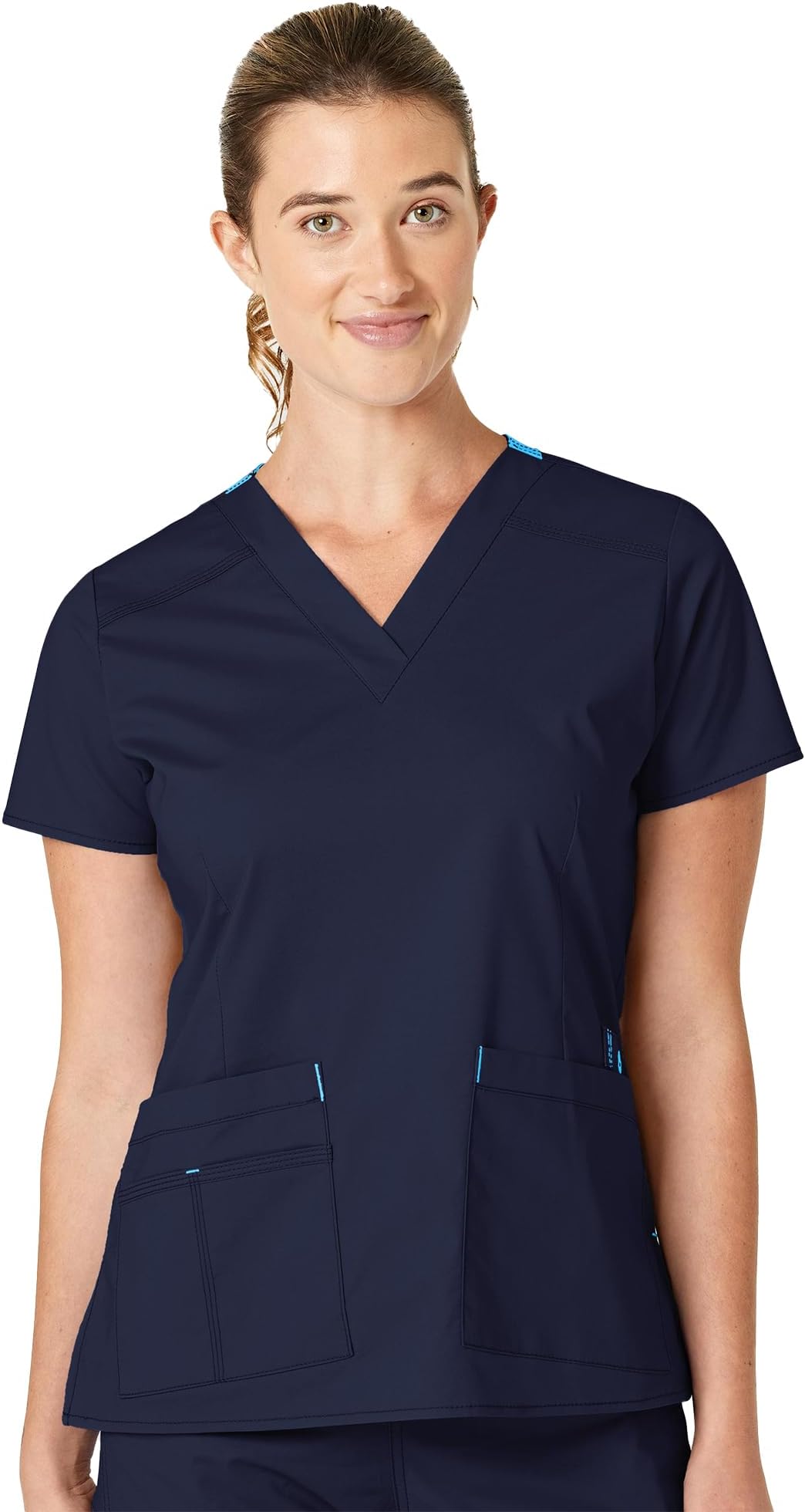 WonderWink Women's Wonderflex Verity Scrub Top, Navy, X-Small