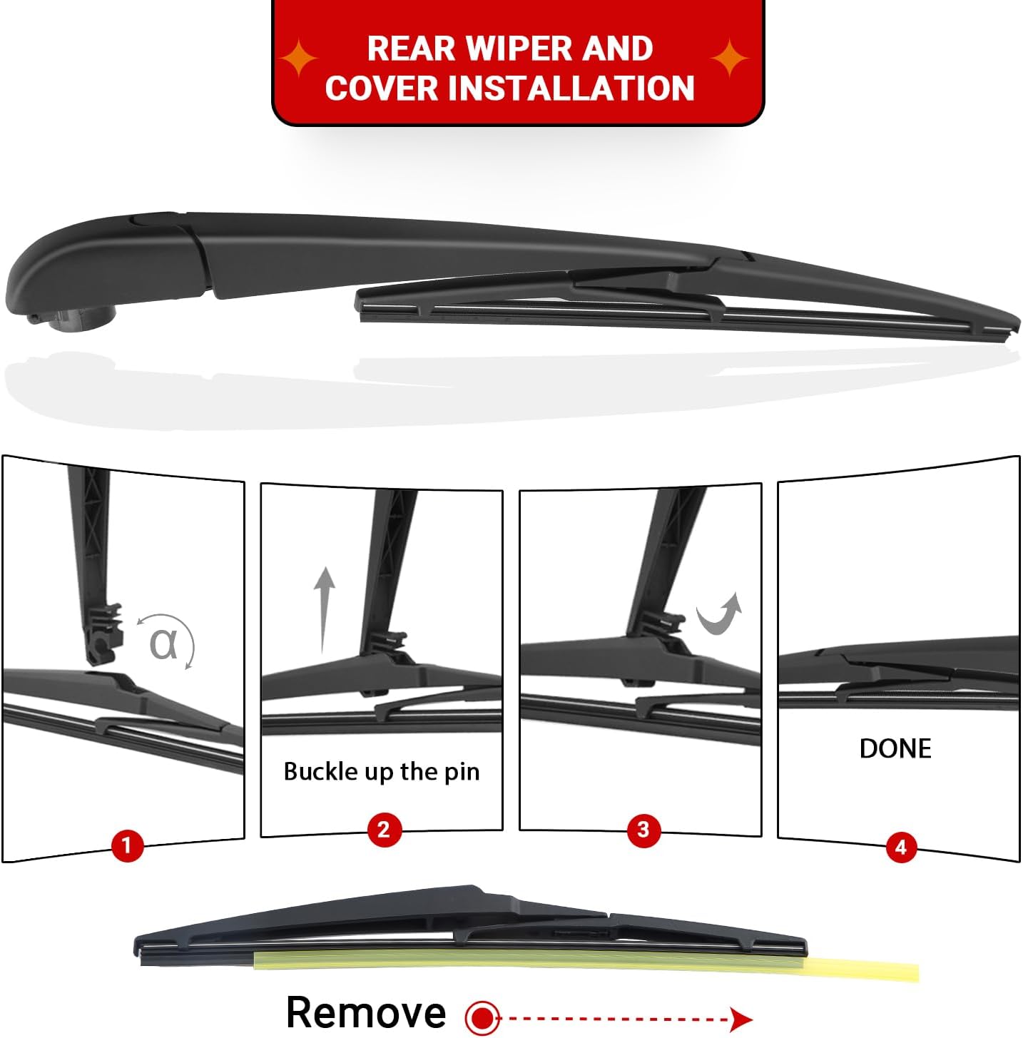 Windshield Wiper Blades Replacement for 2019 2020 2021 2022 2023 Toyota RAV4 Original Factory Quality Front Rear Wipers Blade Set for My Car - 26" 16" 12" (Pack of 3)