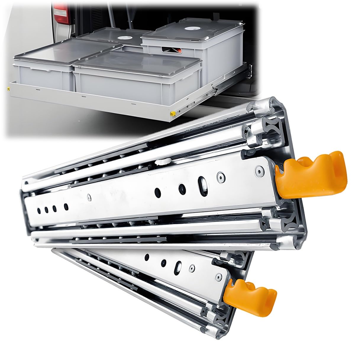 Guide per Cassetti Pesanti Estrazione Totale, Binari Cassetto con Serratura, Carico Massimo 220kg, 250 500 800 1000 1600 2000mm 1 Paio(450mm)
