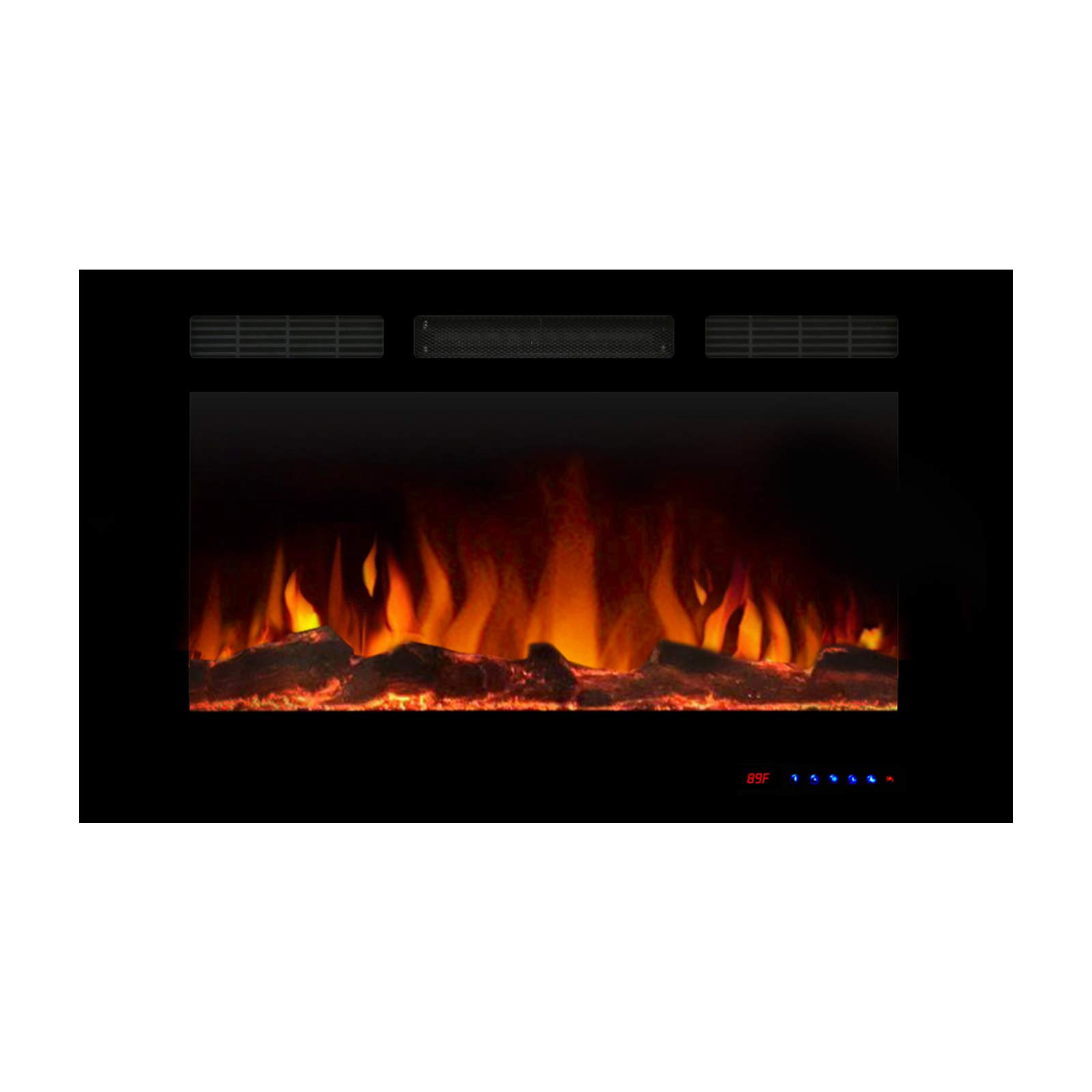 Valuxhome Electric Fireplace, 36 Inches Recessed Fireplace, in Wall Electric Fireplaces with Remote Control, Overheating Protection, Logset and Crystal, Touch Screen, 1500W/750W, Black