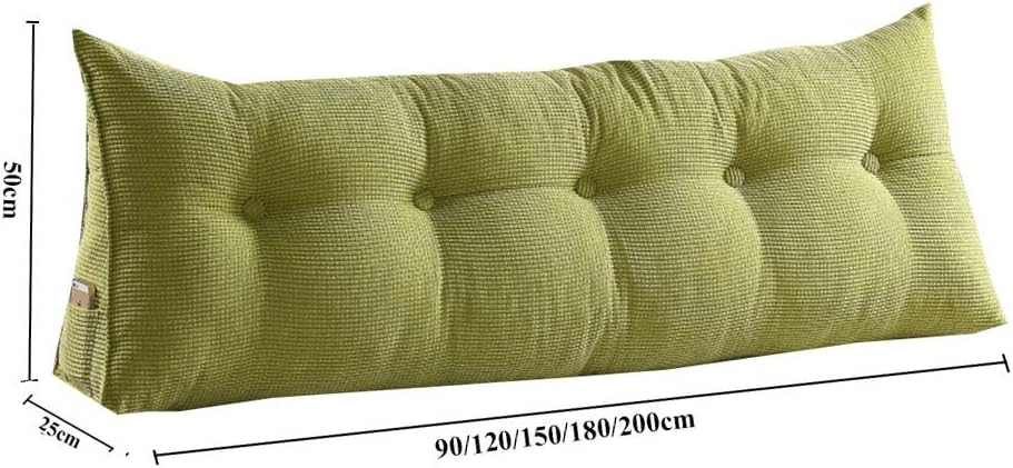 Large Soft Comfortable Backrest Headboard King cushion pillow for reading Rest in twin bed，Breathable Triangular Wedge Support positioning backand Back waist wall Pillow with Washable Cover Green