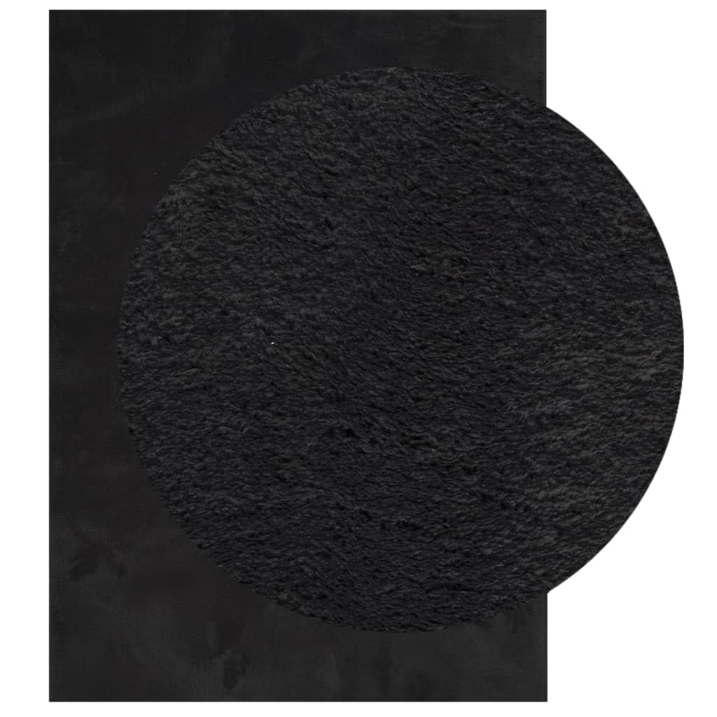 Teppich HUARTE 120x170 cm Kurzflor Schwarz, Weicher Wohnzimmerteppich, Strapazierfähiger Bodenteppich für Schlafzimmer und Flur, 18 mm Florhöhe, Wohndeko