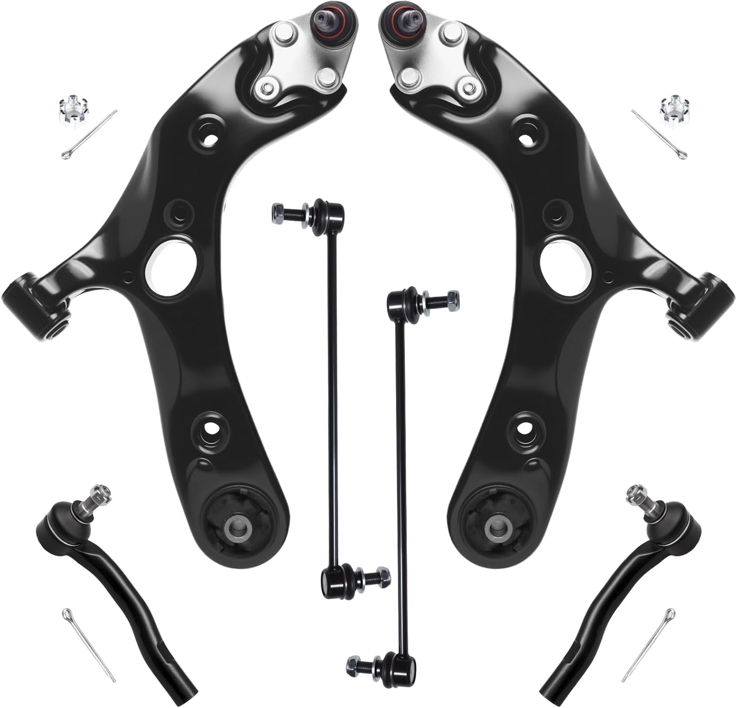 AUQDD 6Pc Front End Suspension Kit Fit For 12-18 To-yota Prius V, 17-18 Corolla iM /08-15 Sc-ion xB, 2 Lower Control Arm w/Ball Joint 2 Sway Bar Link 2 Outer Tie Rod End (# K641289 ES800341 K750043)