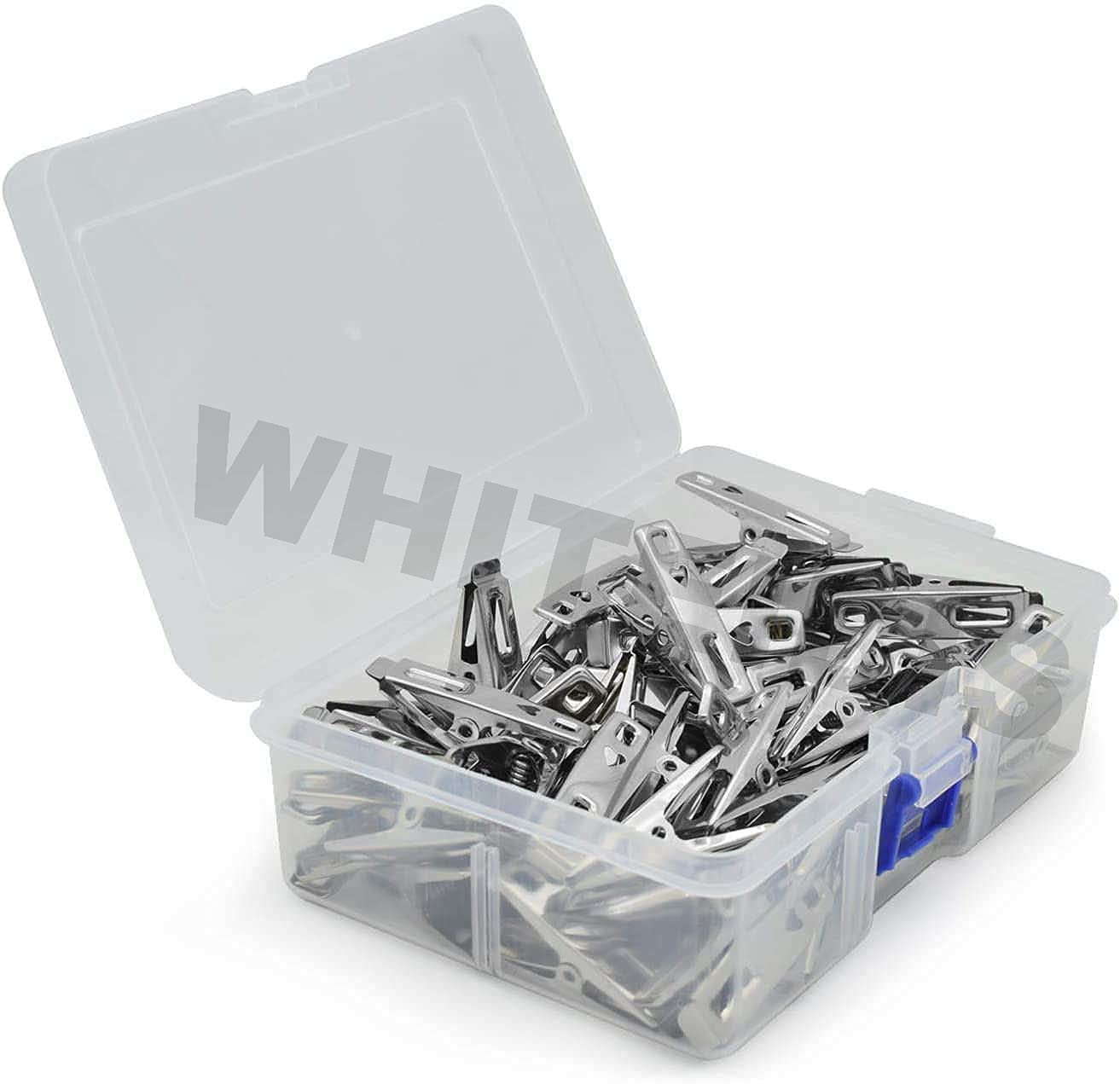 whiteibis Stainless Steel Pins Metal Laundry Pegs Sock Food Sealing Photos Steel Cloth Clips (Pack of 24)