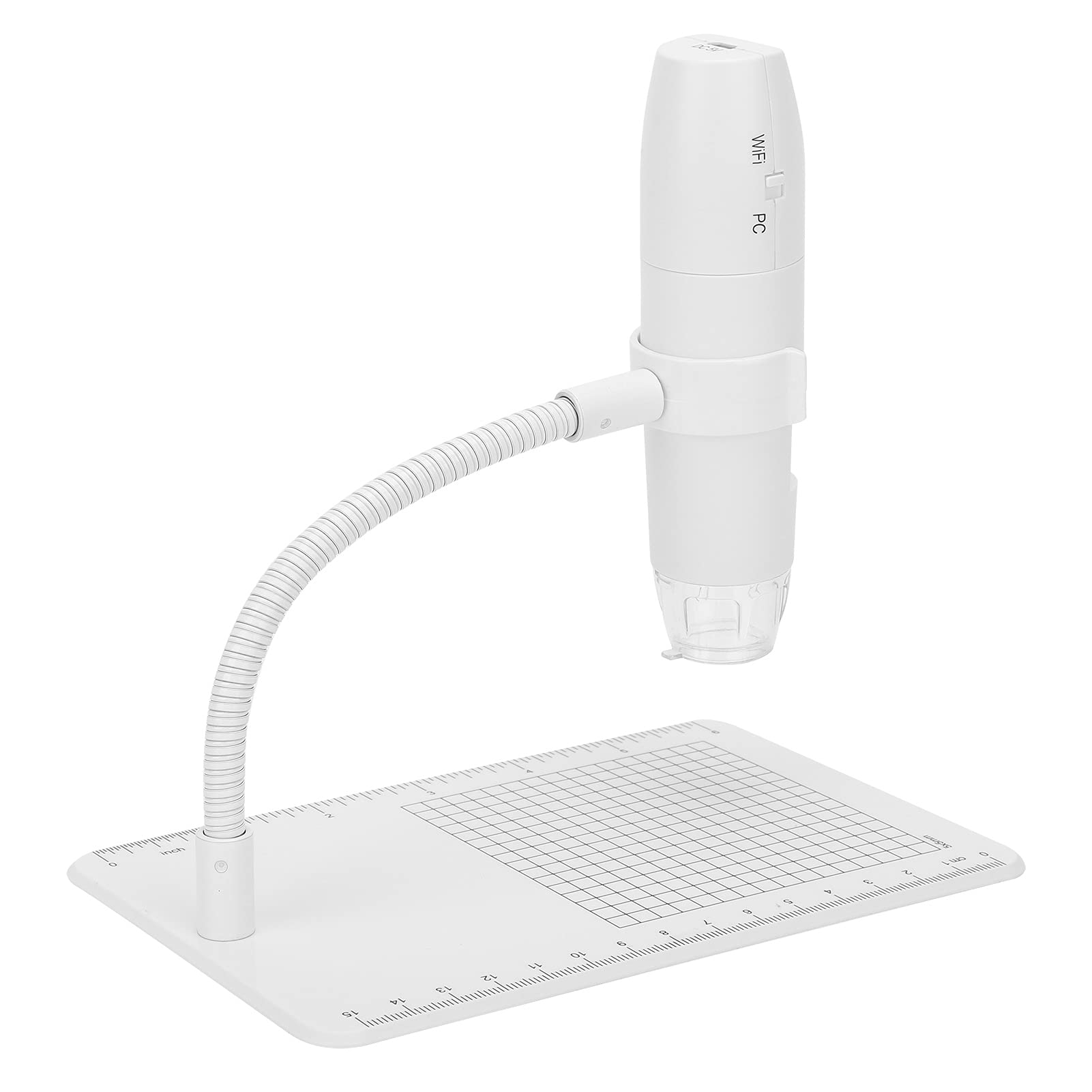 Drahtloses Digitales Mikroskop ABS USB-Mikroskop 1080P 50 Bis 1000X mit WiFi USB 8 LED Manueller Fokus für Elektronische Reparatur Schmuckinspektion Studenten Lehrforschung (White)