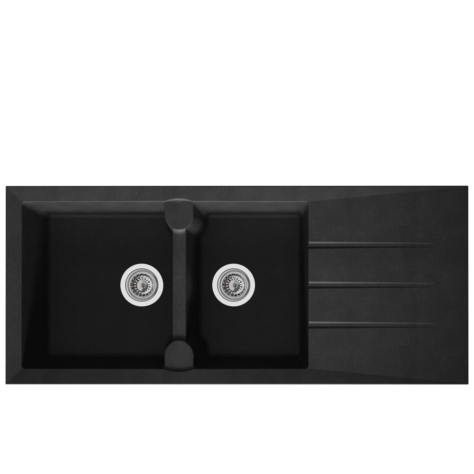 Liquida LP20BL 2.0 Bowl Composite Reversible Inset Black Kitchen Sink with Waste