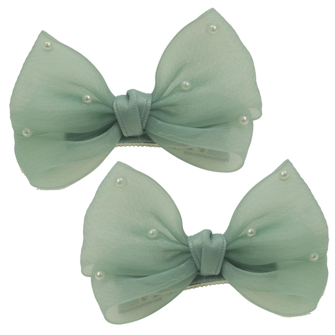 Pinzas para el pelo con lazo verde claro perla para niña, 2 unidades