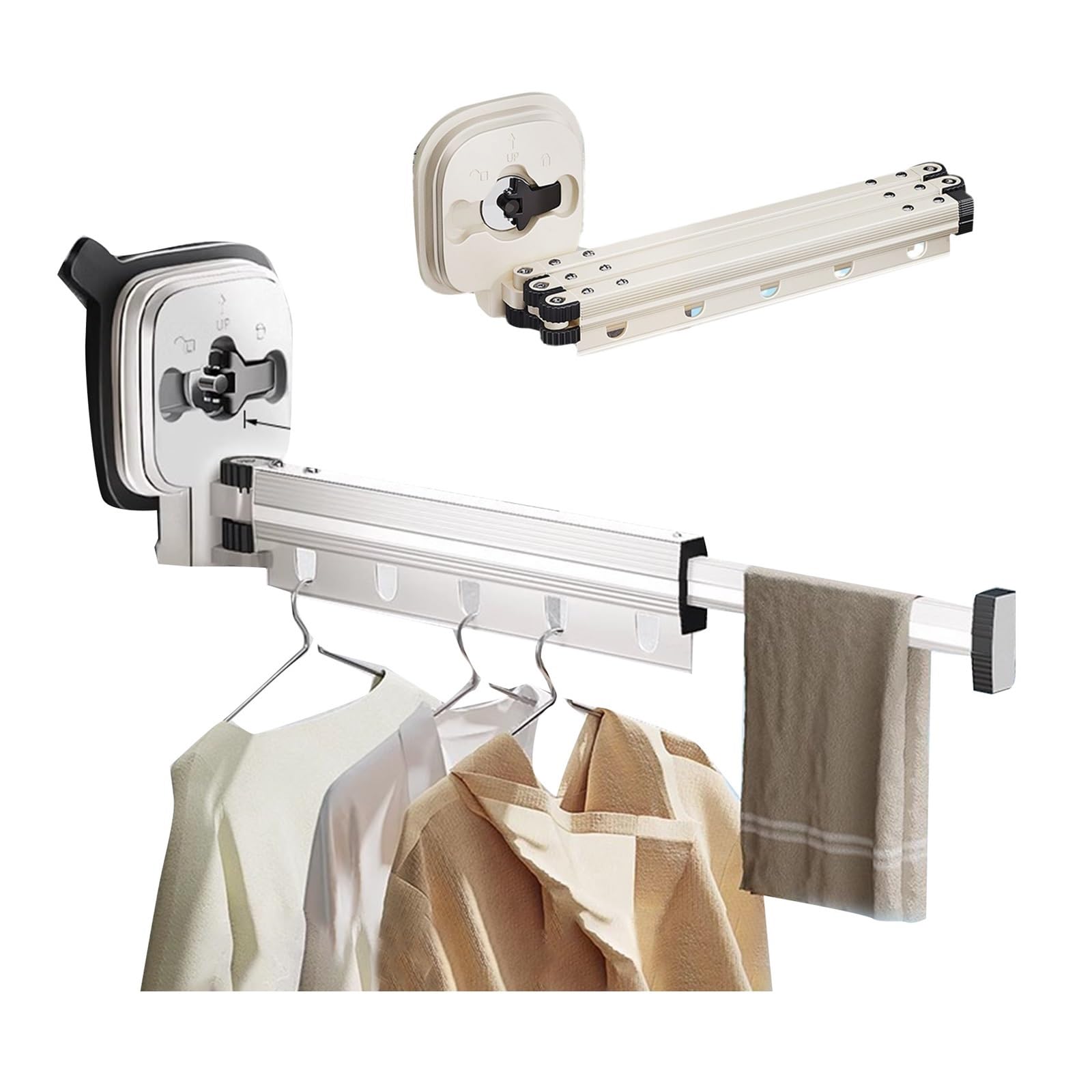 Sohodoo Folding Clothing Rack Suction Cup, Retractable Clothes Drying Rack with Suction Cup Clothes Laundry Hanger(White,One Paragraph)